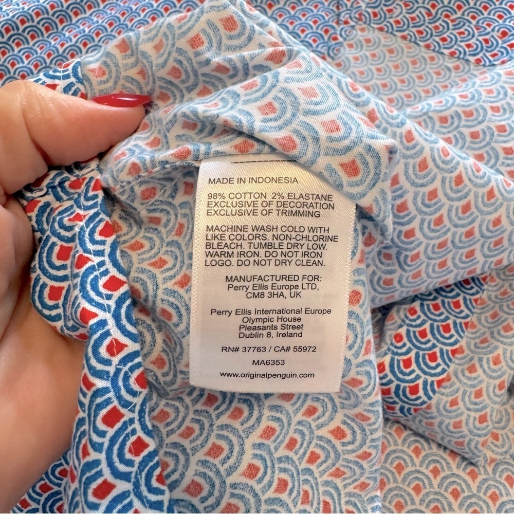 Original Penguin by Munsingwear Blue and Red Casual Button Down XL Shirt - Picture 5 of 8